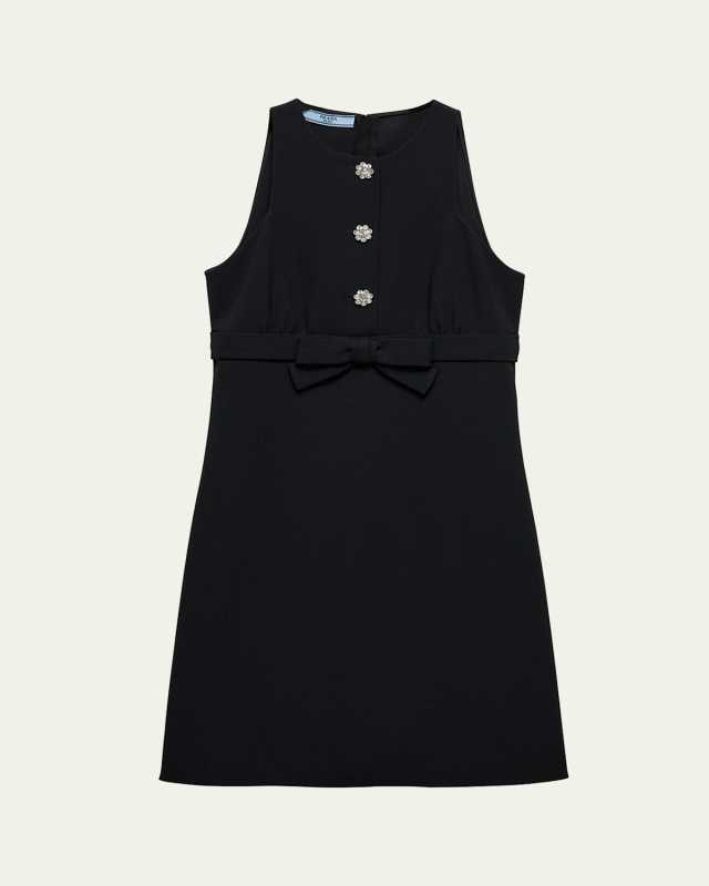 Bow Jeweled Button Mini Dress
